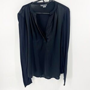 ✅ VINCE BLACK LONG SLEEVE V-NECK MODAL CASHMERE BLEND‎ SIZE MEDIUM